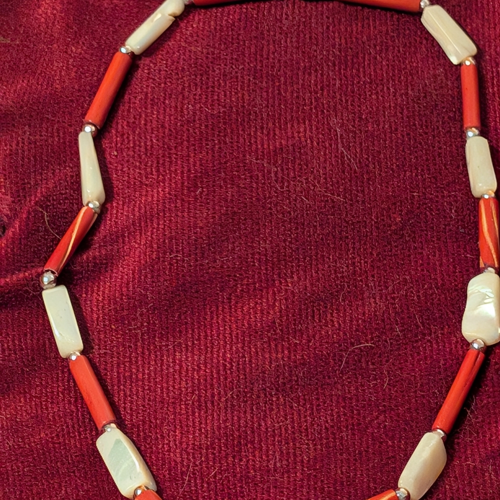 Elegant Red and Cream Beaded Necklace